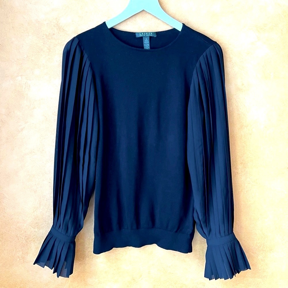 Ralph Lauren black shirt with pleated long sleeves